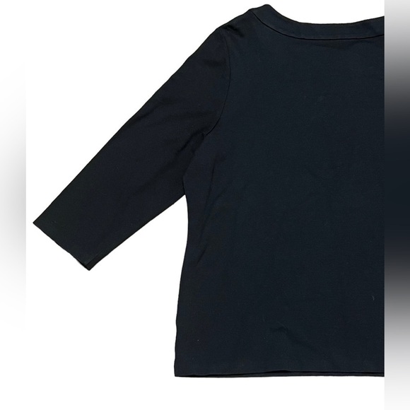 Talbots black pull over 3/4 sleeve blouse with decorative buttons - Picture 4 of 7